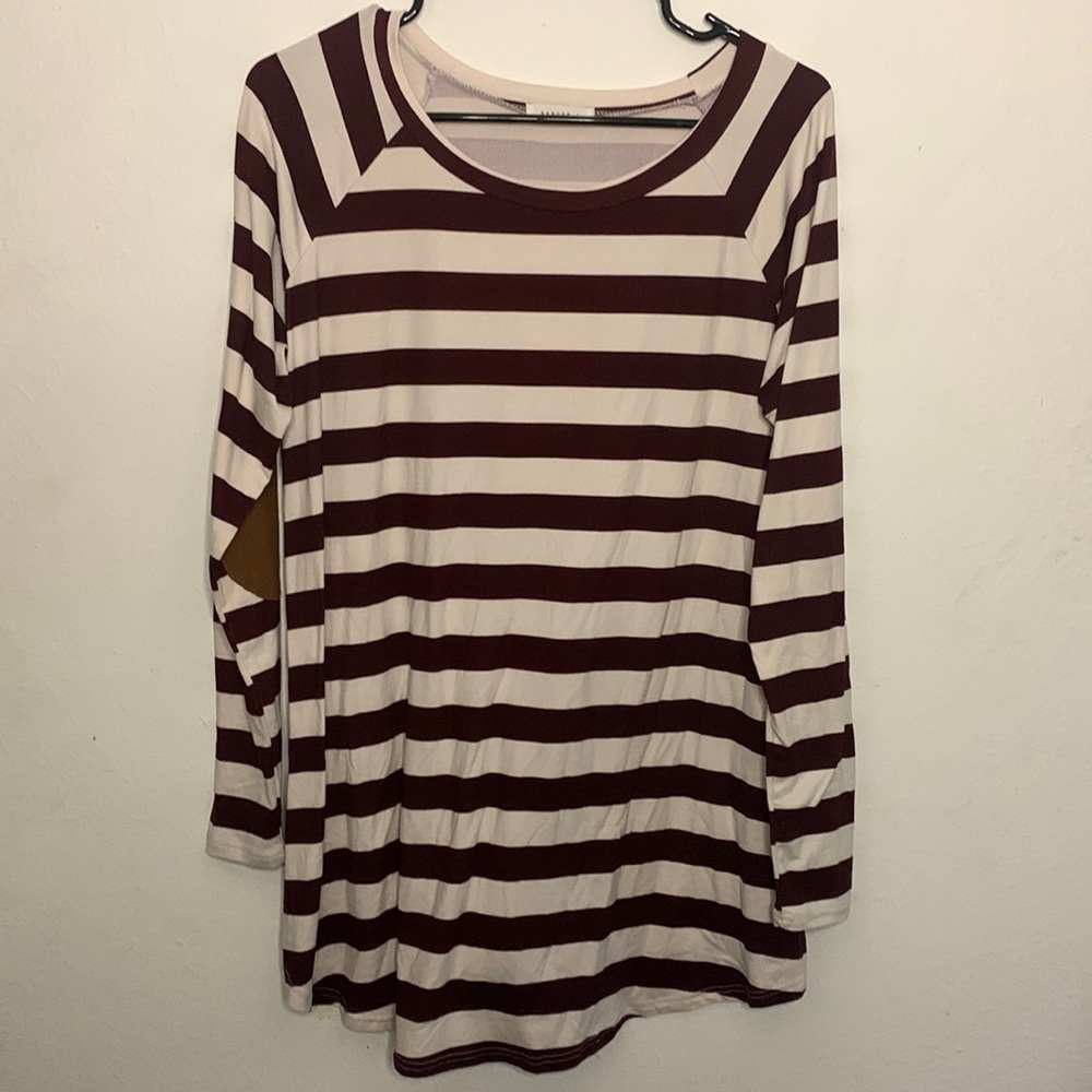 Reborn‎ J Striped Long-sleeve Top Very Soft Womens Size Large